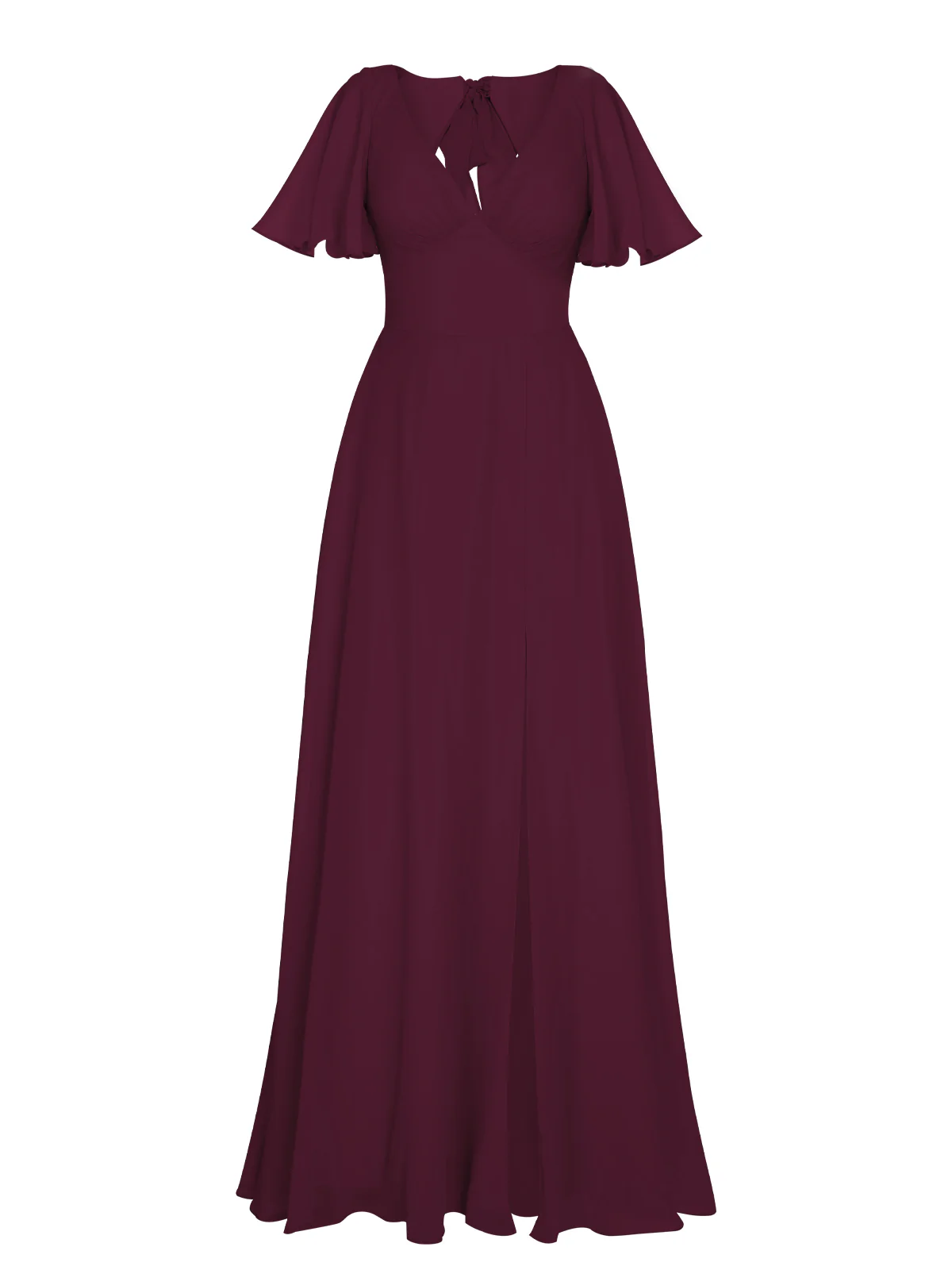 1950s Chiffon V-Neck Solid Vintage Dress - Image 13