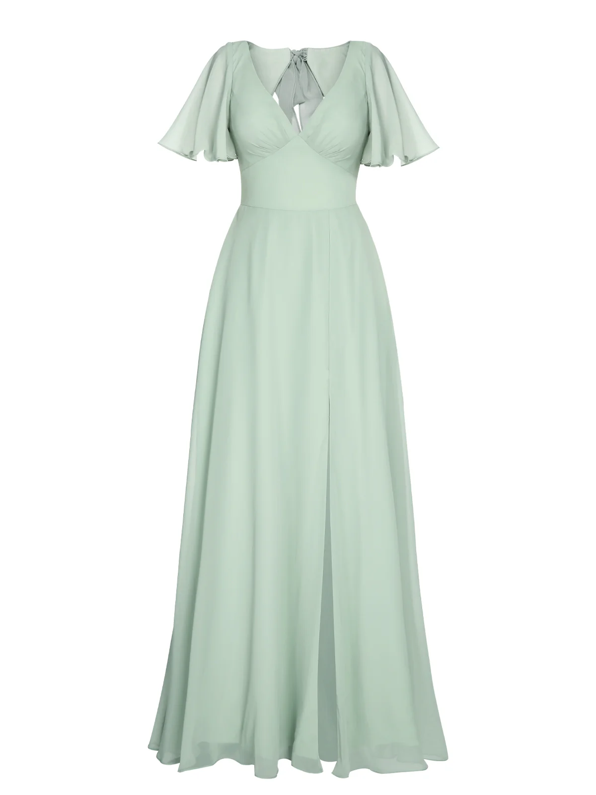 1950s Chiffon V-Neck Solid Vintage Dress - Image 15