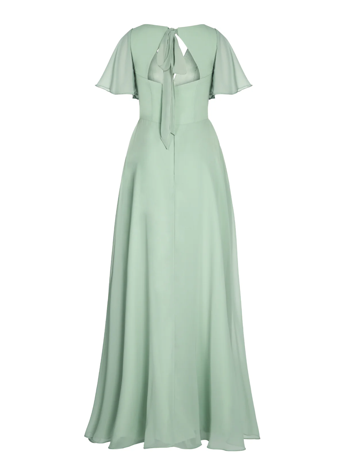 1950s Chiffon V-Neck Solid Vintage Dress - Image 16