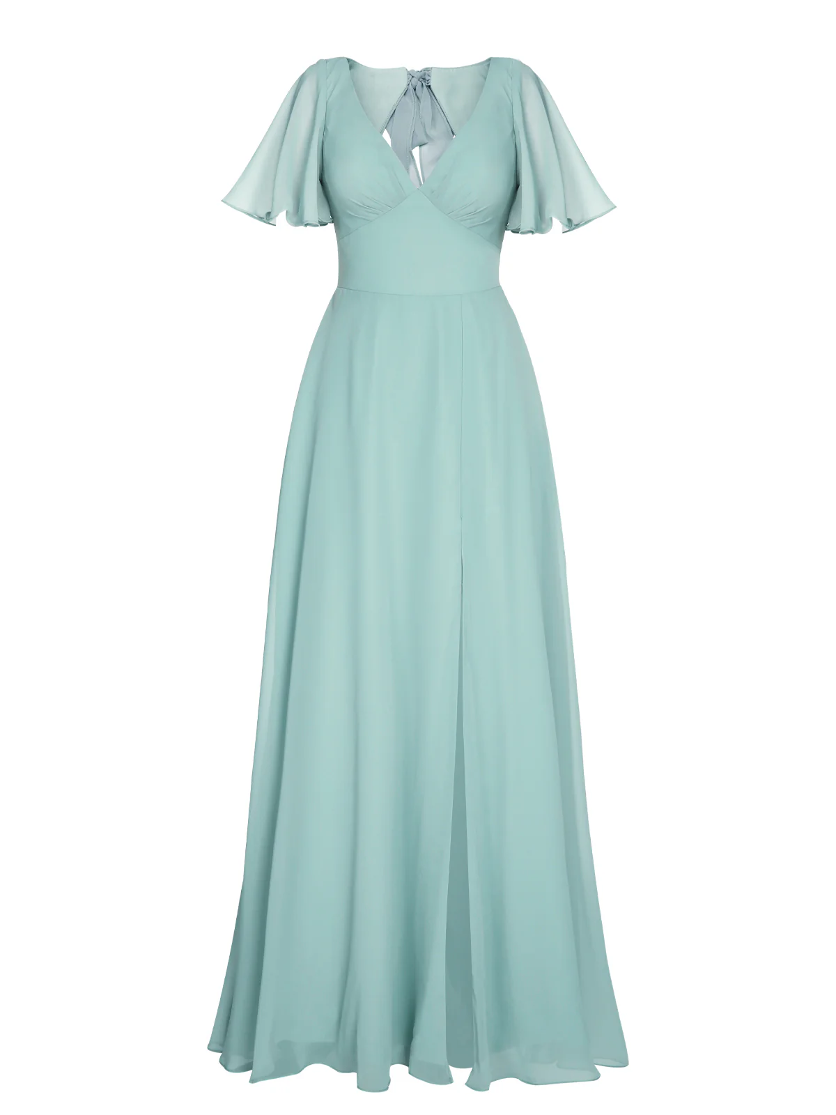1950s Chiffon V-Neck Solid Vintage Dress - Image 17