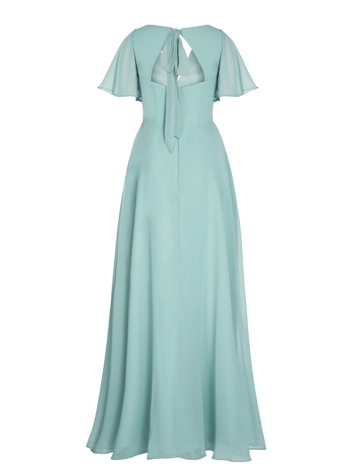 1950s Chiffon V-Neck Solid Vintage Dress - Image 18