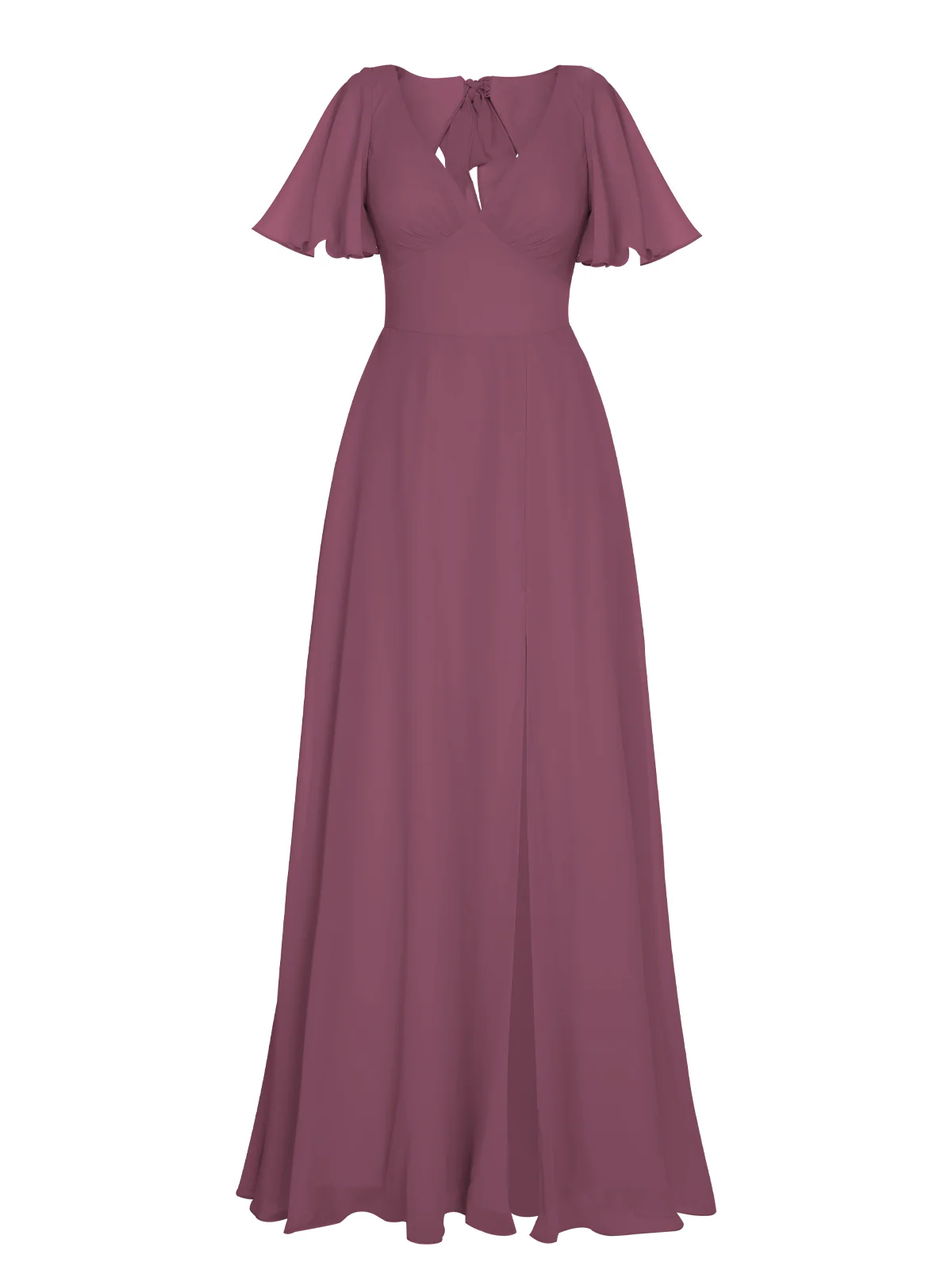 1950s Chiffon V-Neck Solid Vintage Dress - Image 19