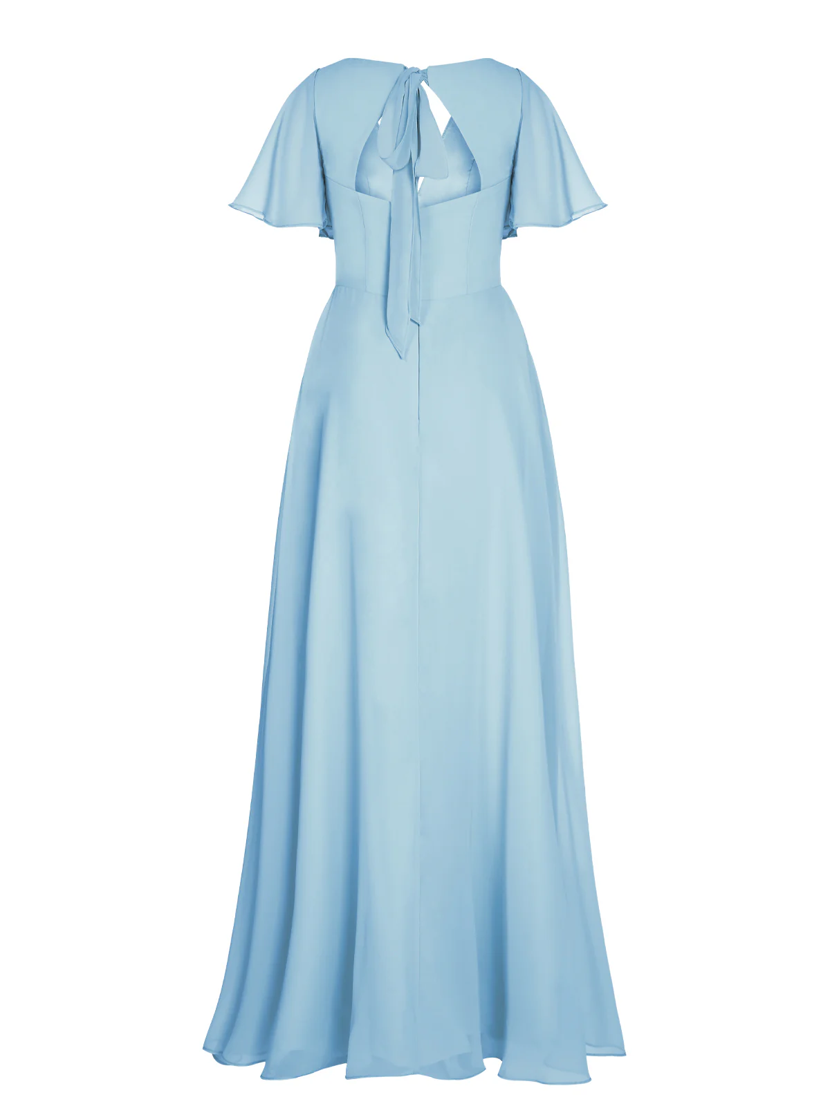 1950s Chiffon V-Neck Solid Vintage Dress - Image 2