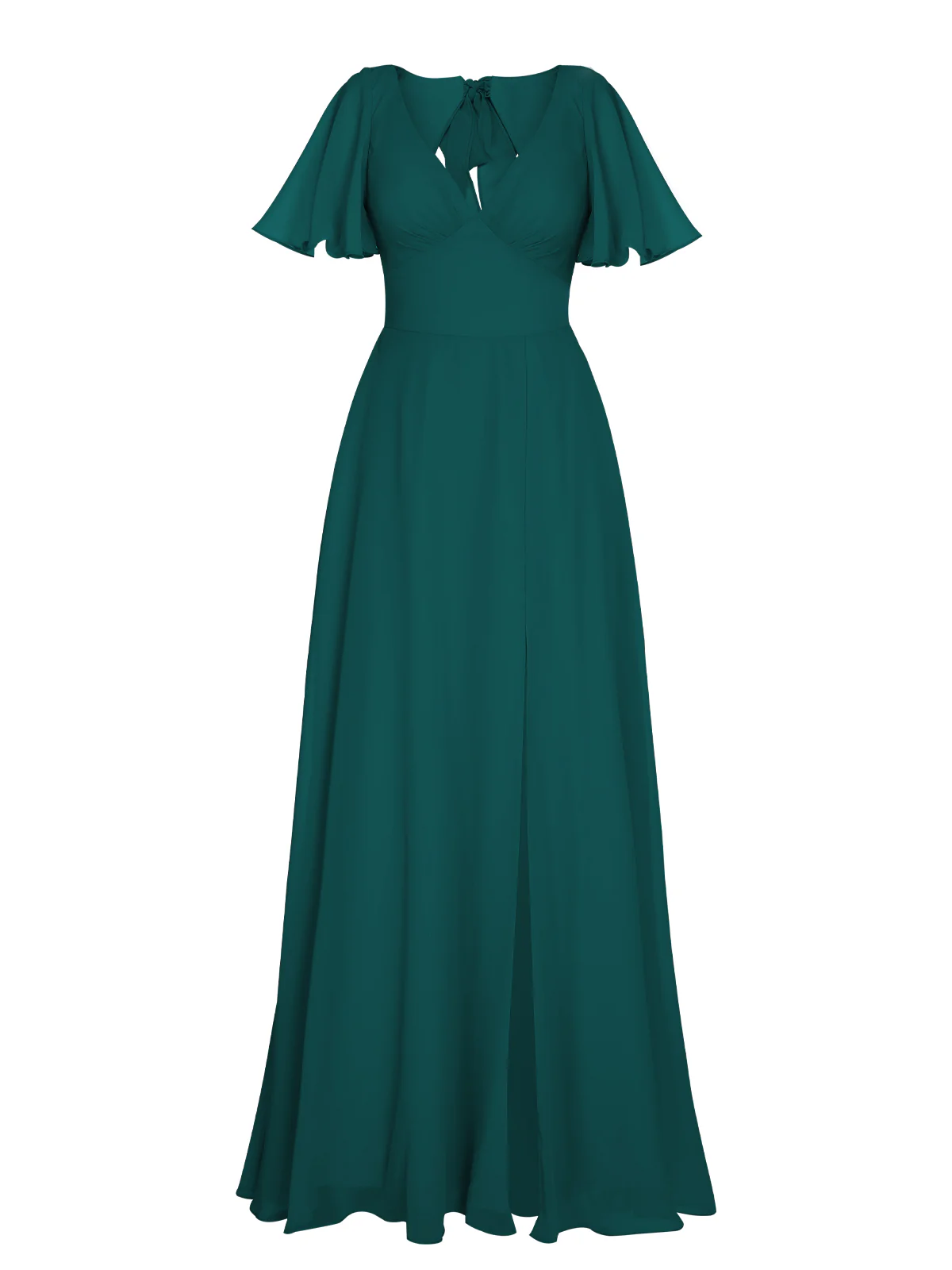 1950s Chiffon V-Neck Solid Vintage Dress - Image 21