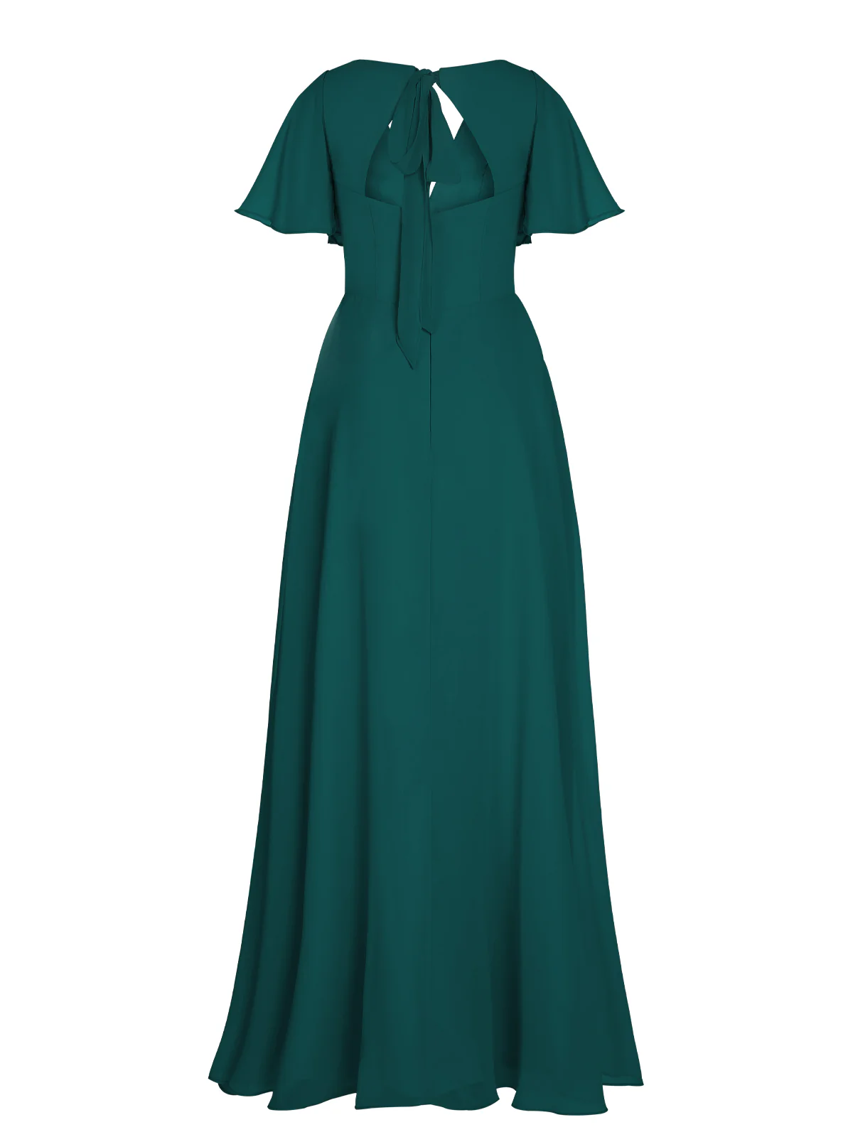 1950s Chiffon V-Neck Solid Vintage Dress - Image 22