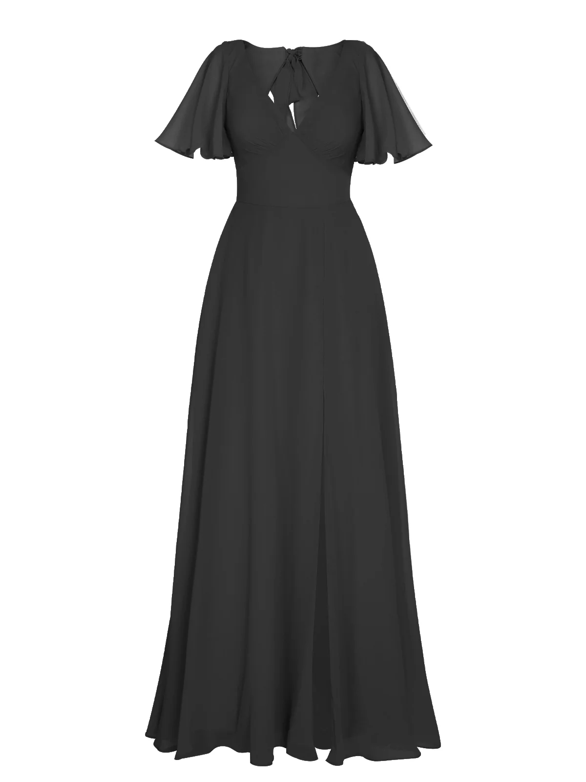 1950s Chiffon V-Neck Solid Vintage Dress - Image 25