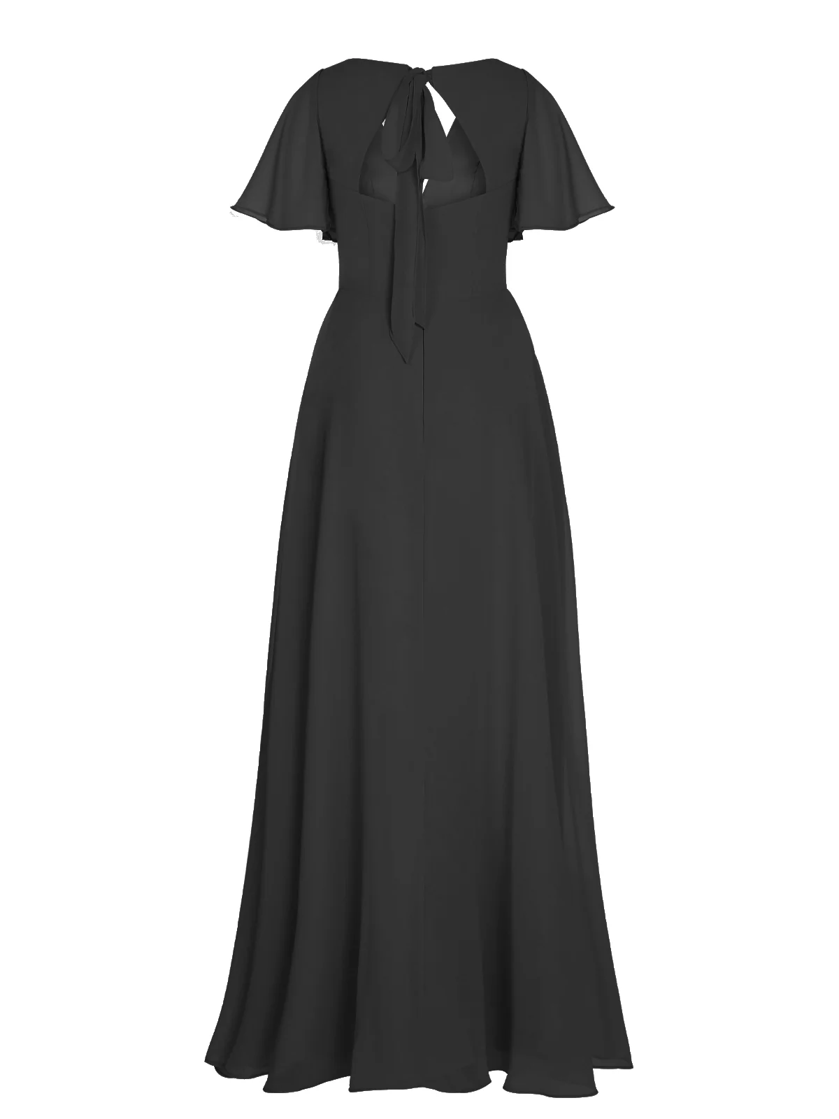 1950s Chiffon V-Neck Solid Vintage Dress - Image 26