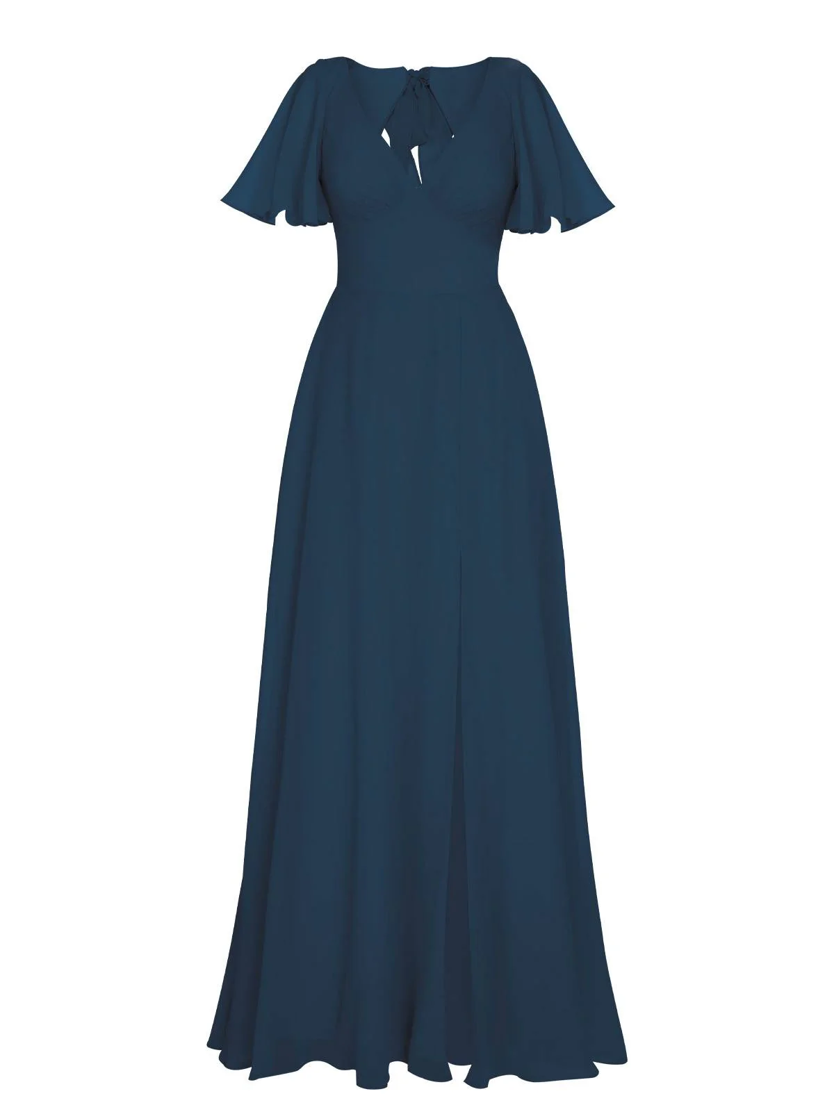 1950s Chiffon V-Neck Solid Vintage Dress - Image 27