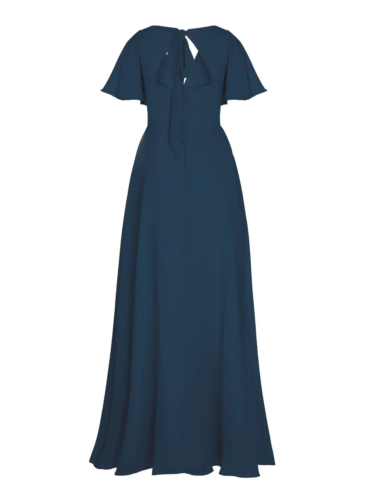 1950s Chiffon V-Neck Solid Vintage Dress - Image 28