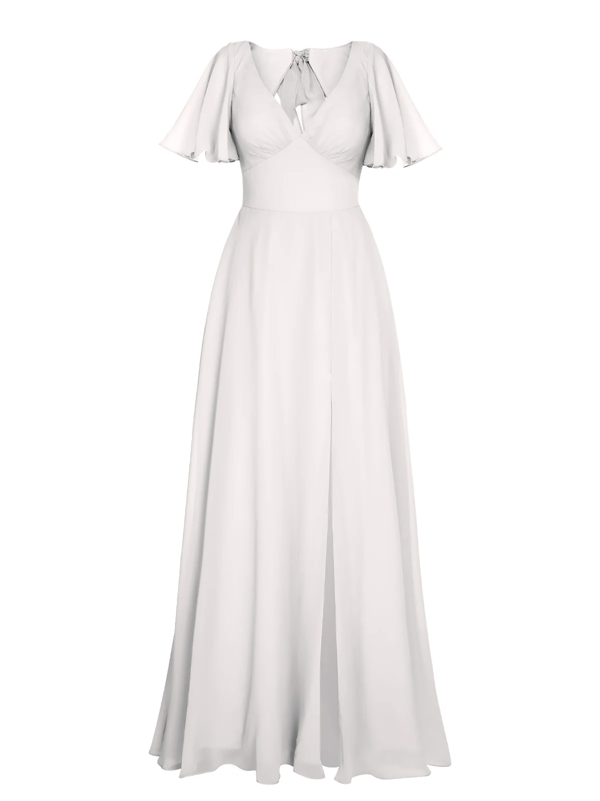 1950s Chiffon V-Neck Solid Vintage Dress - Image 29