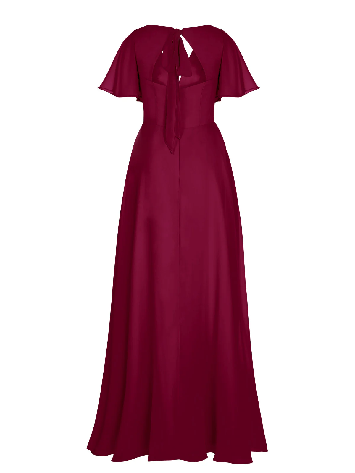 1950s Chiffon V-Neck Solid Vintage Dress - Image 4
