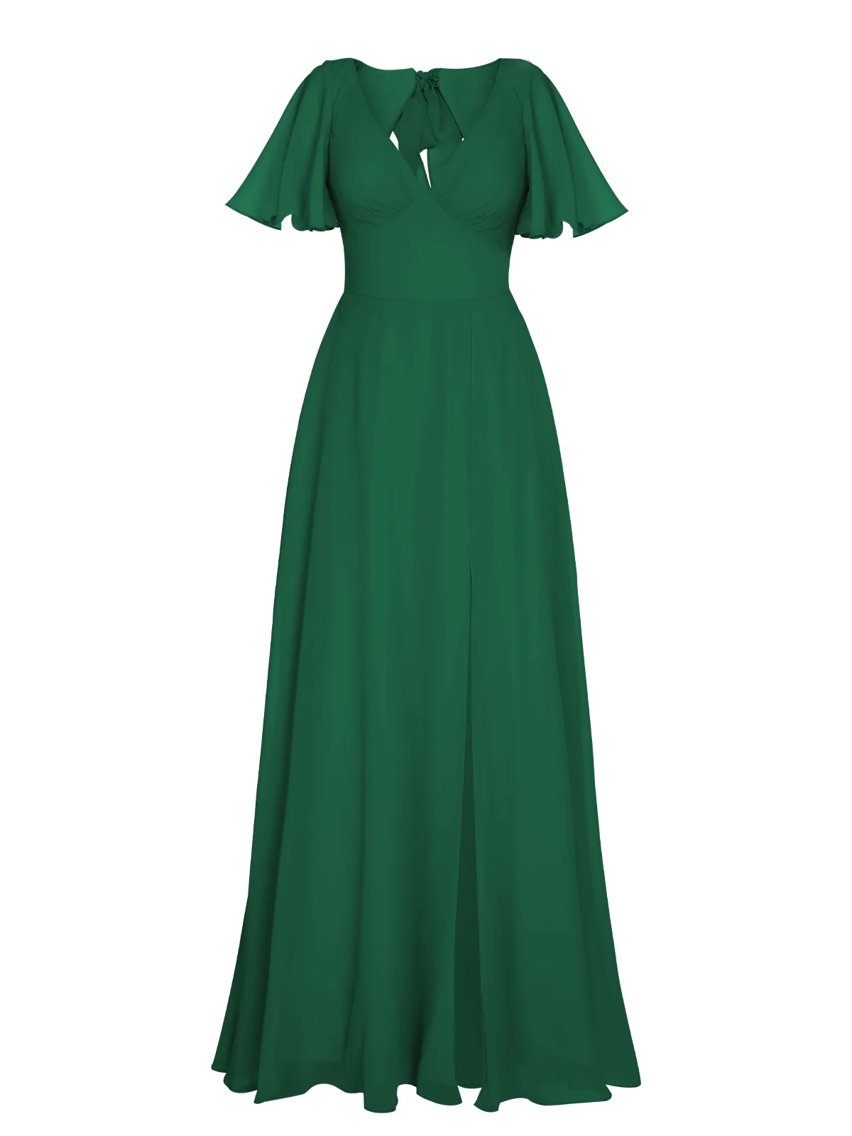 1950s Chiffon V-Neck Solid Vintage Dress - Image 5