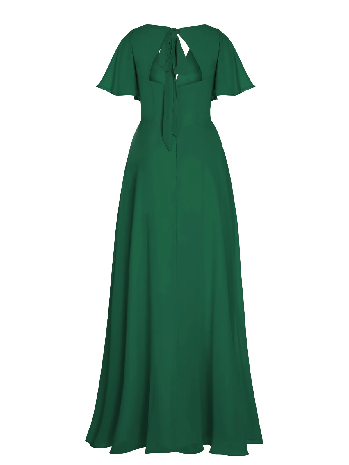 1950s Chiffon V-Neck Solid Vintage Dress - Image 6