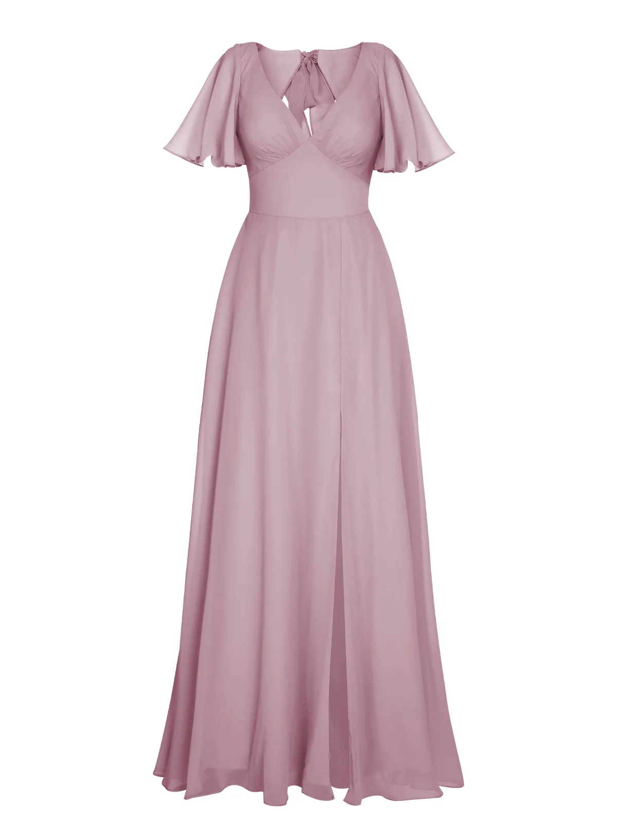 1950s Chiffon V-Neck Solid Vintage Dress - Image 7