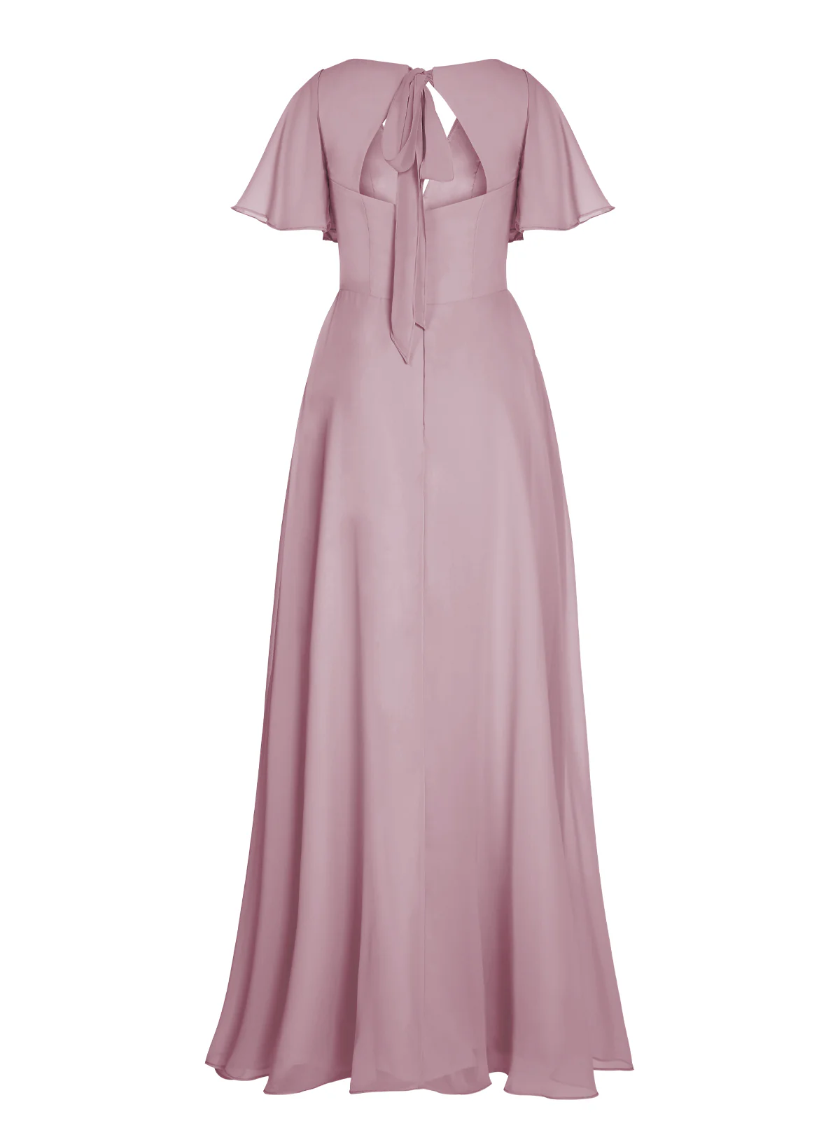 1950s Chiffon V-Neck Solid Vintage Dress - Image 8
