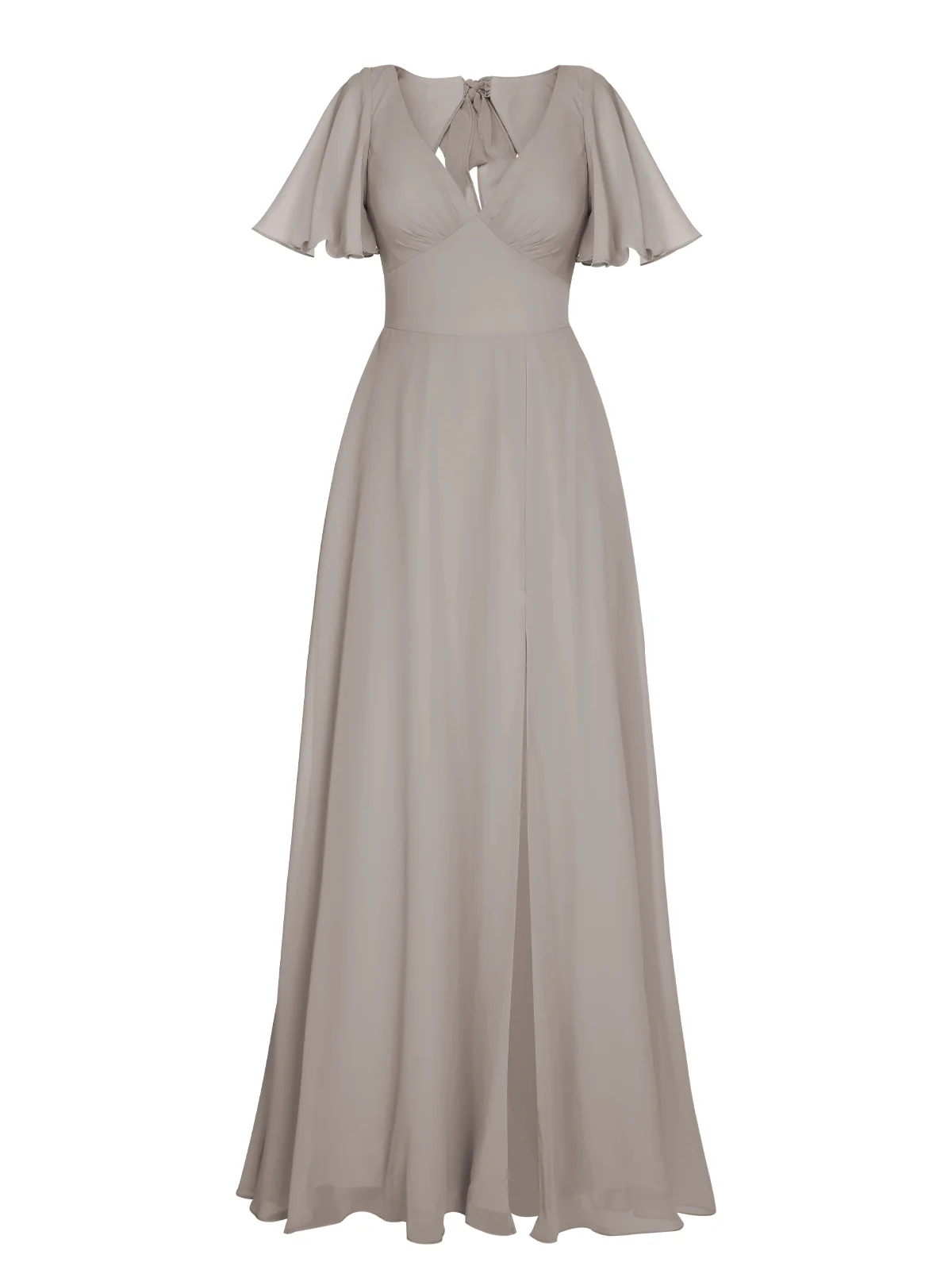 1950s Chiffon V-Neck Solid Vintage Dress - Image 9