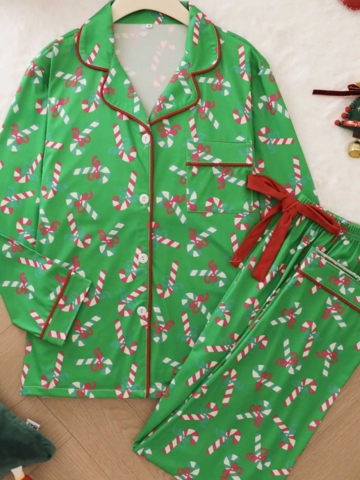 1950s Christmas Candy Cane Pajama Set - Image 5
