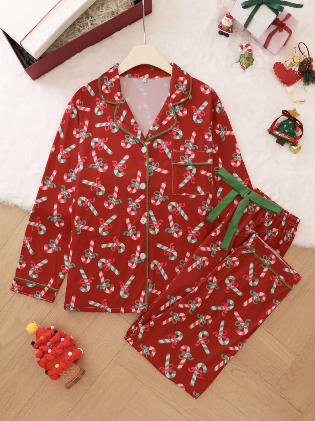 1950s Christmas Candy Cane Pajama Set - Image 8