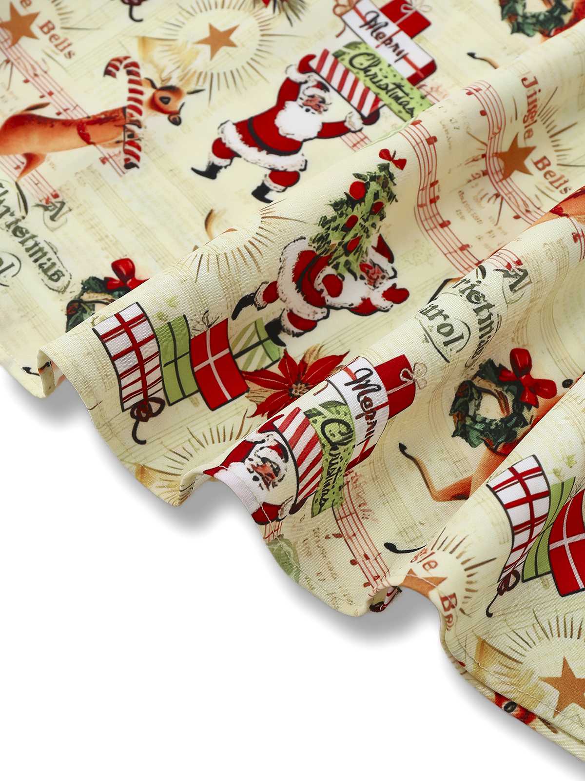 1950s Christmas Candy Cane Santa Bow Strapless Dress - Image 7
