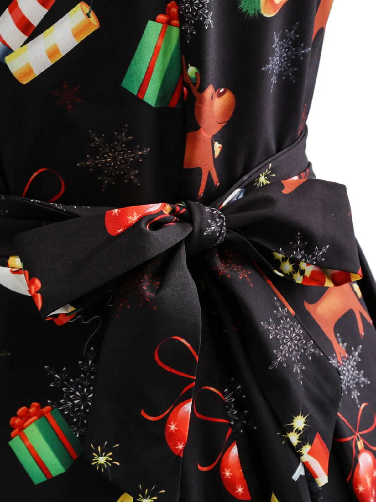 1950s Christmas Crew Neck Collar Patchwork Dress - Image 4