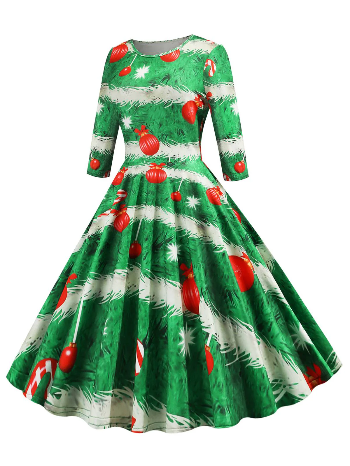 1950s Christmas Crew Neck Half Sleeve Dress - Image 2