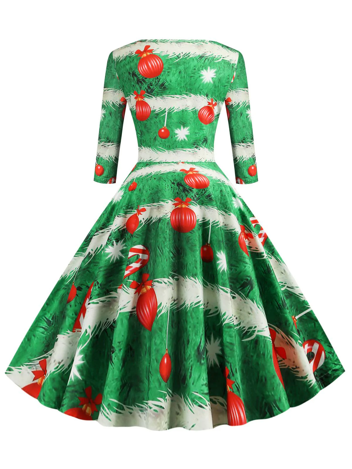 1950s Christmas Crew Neck Half Sleeve Dress - Image 3