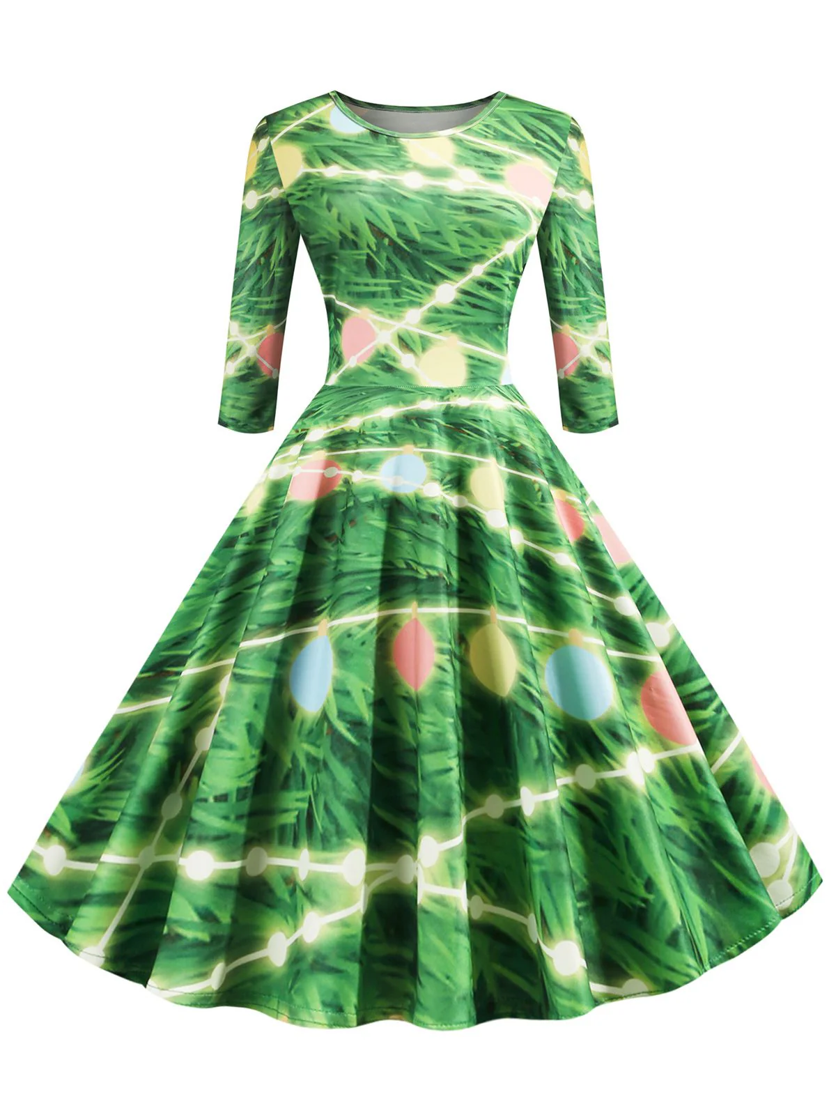 1950s Christmas Crew Neck Half Sleeve Dress - Image 4