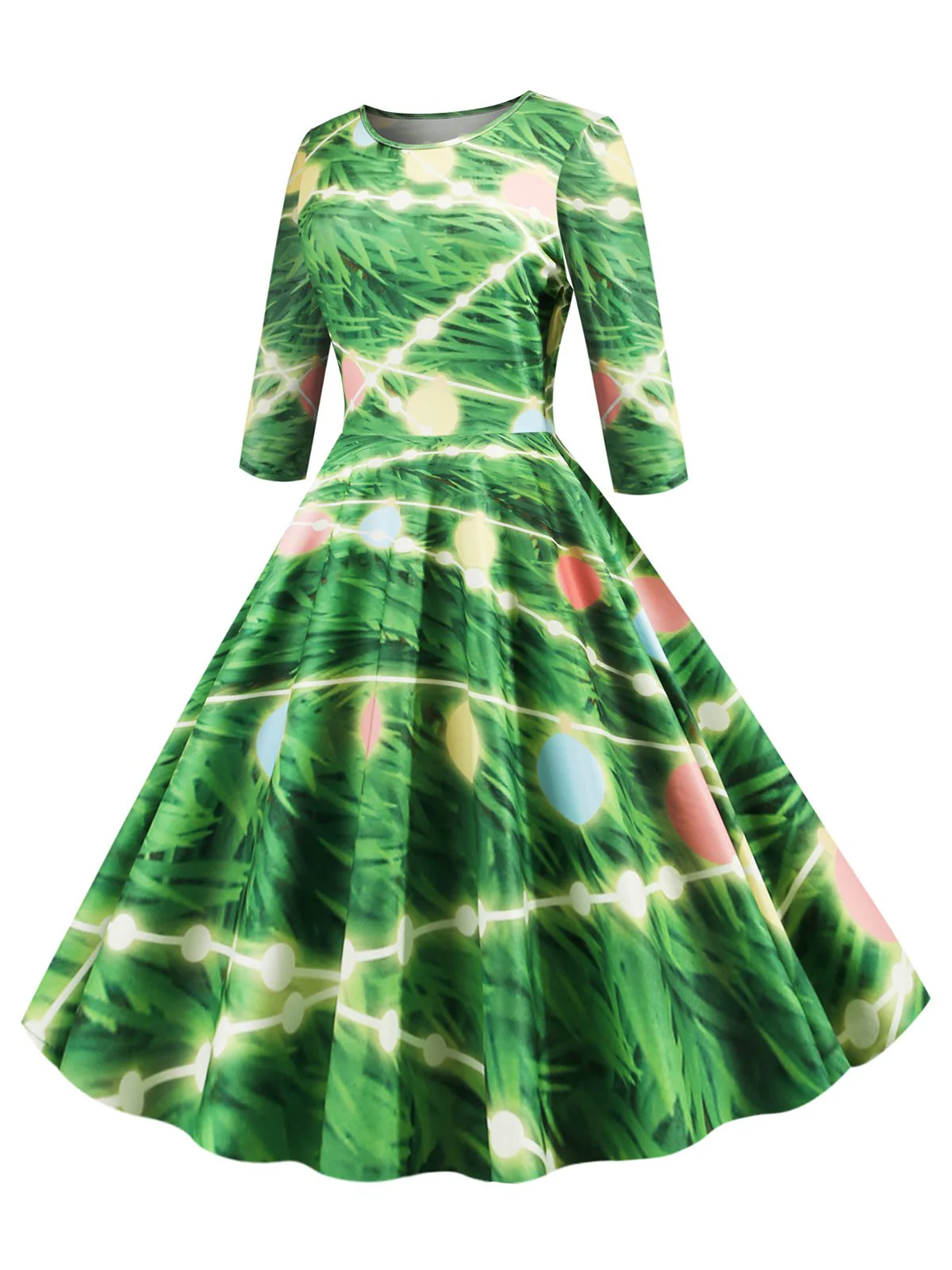 1950s Christmas Crew Neck Half Sleeve Dress - Image 5