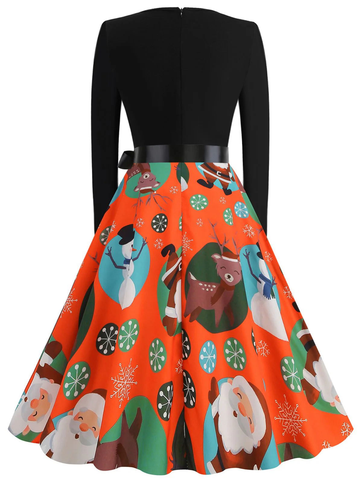 1950s Christmas Crew Neck Patchwork Swing Dress - Image 10