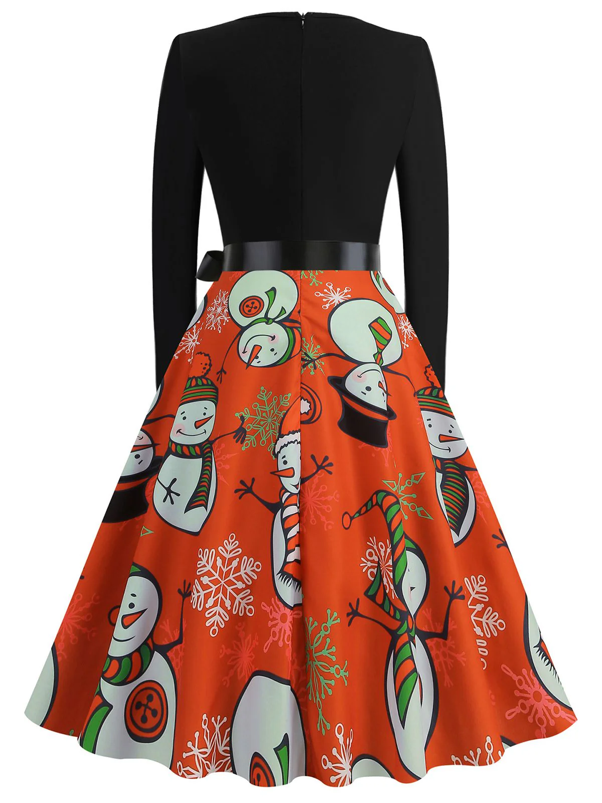 1950s Christmas Crew Neck Patchwork Swing Dress - Image 2