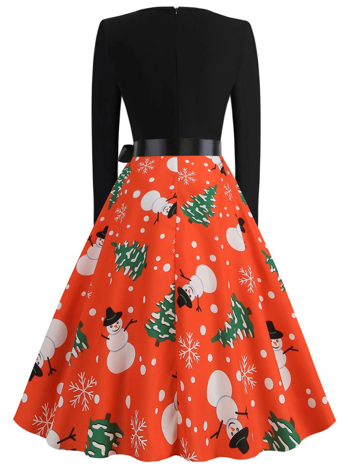1950s Christmas Crew Neck Patchwork Swing Dress - Image 7
