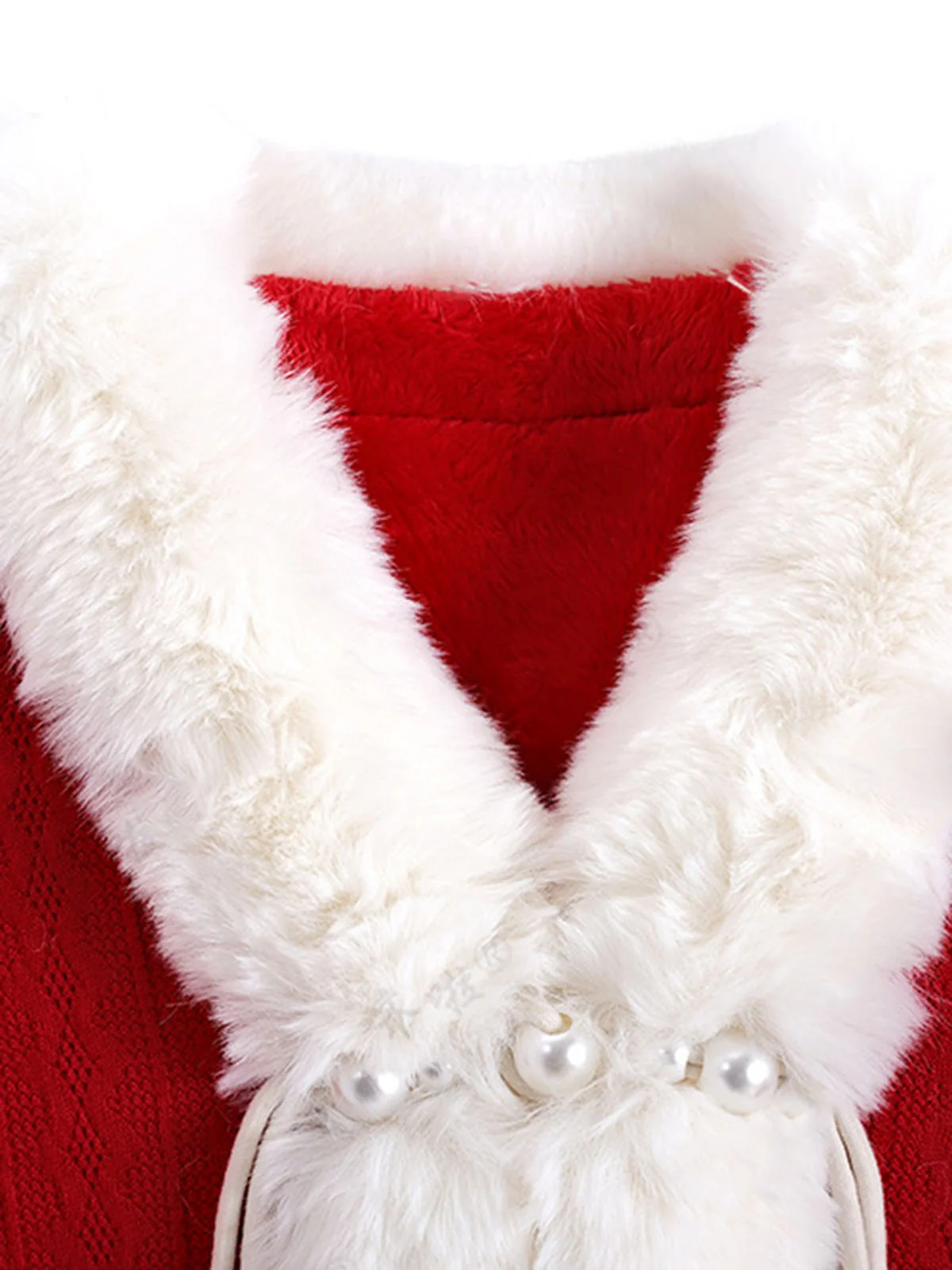 1950s Christmas Knitted Pearl Fur Trim Shawl - Image 2