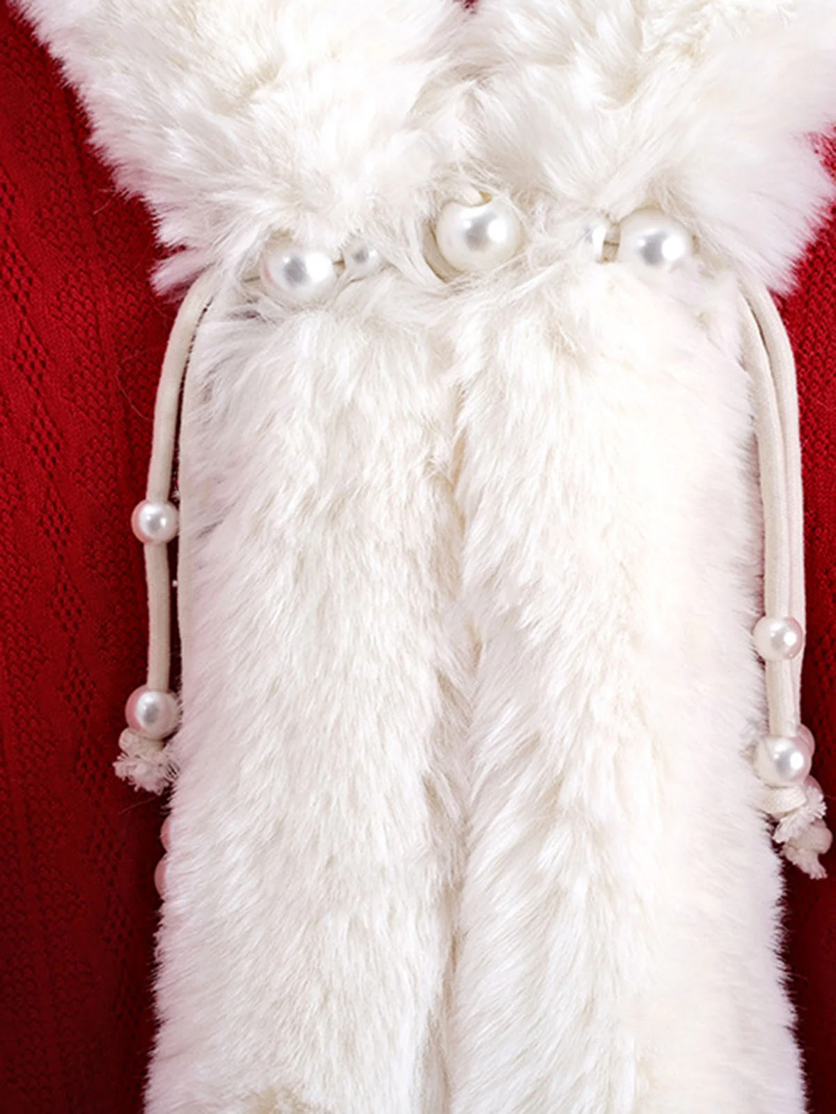 1950s Christmas Knitted Pearl Fur Trim Shawl - Image 3