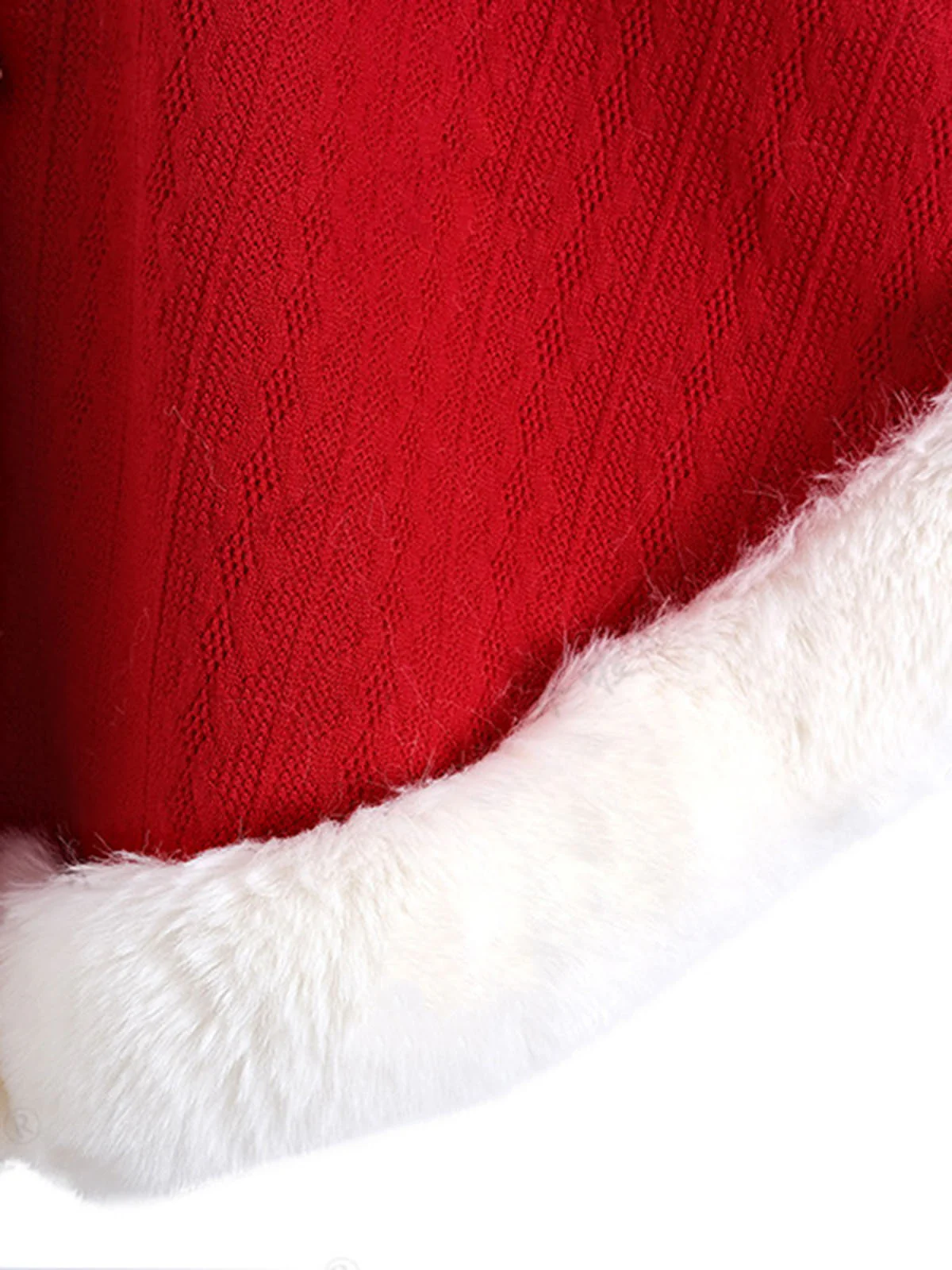 1950s Christmas Knitted Pearl Fur Trim Shawl - Image 4