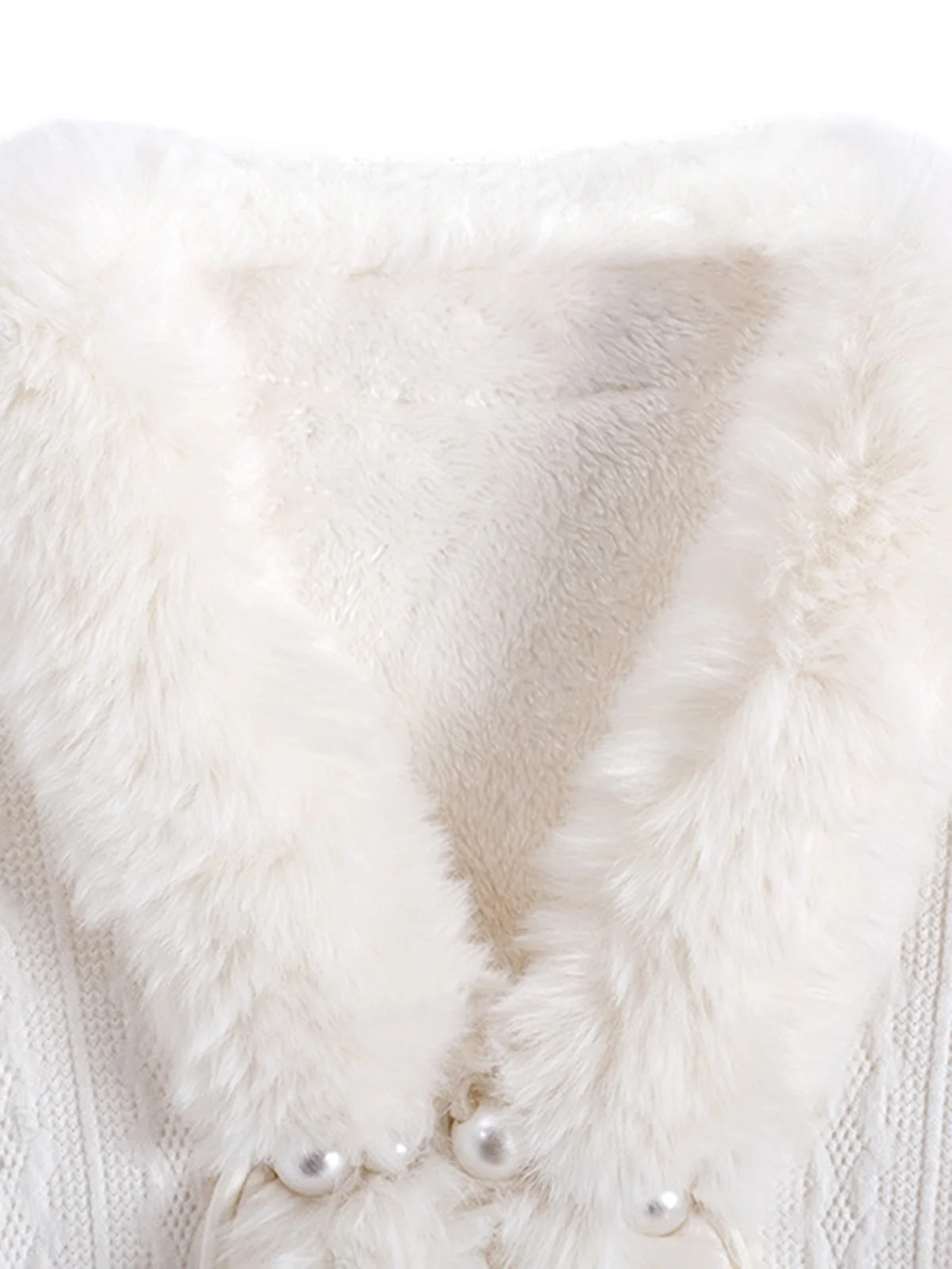 1950s Christmas Knitted Pearl Fur Trim Shawl - Image 6