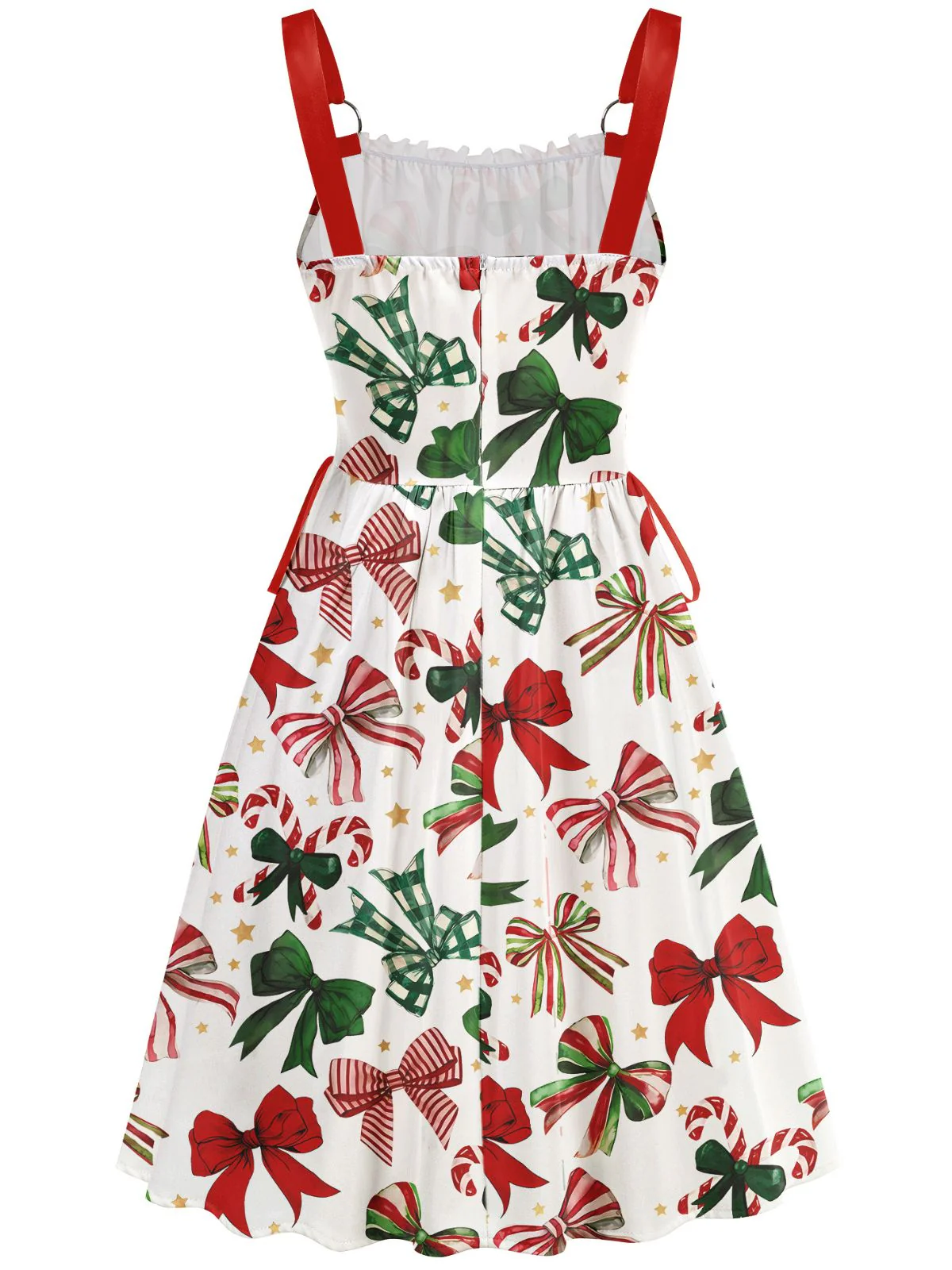 1950s Christmas Ornament Lace-Up Dress - Image 6
