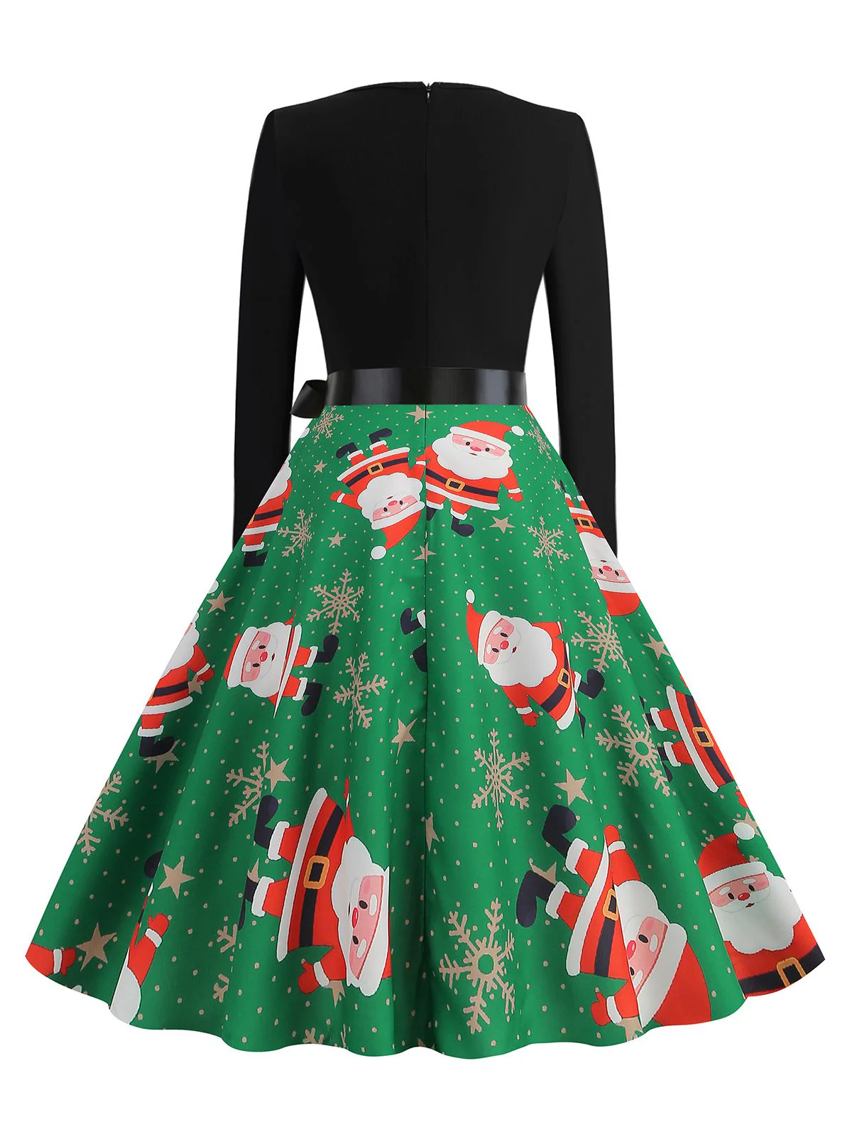 1950s Christmas Patchwork Long Sleeve Dress - Image 10