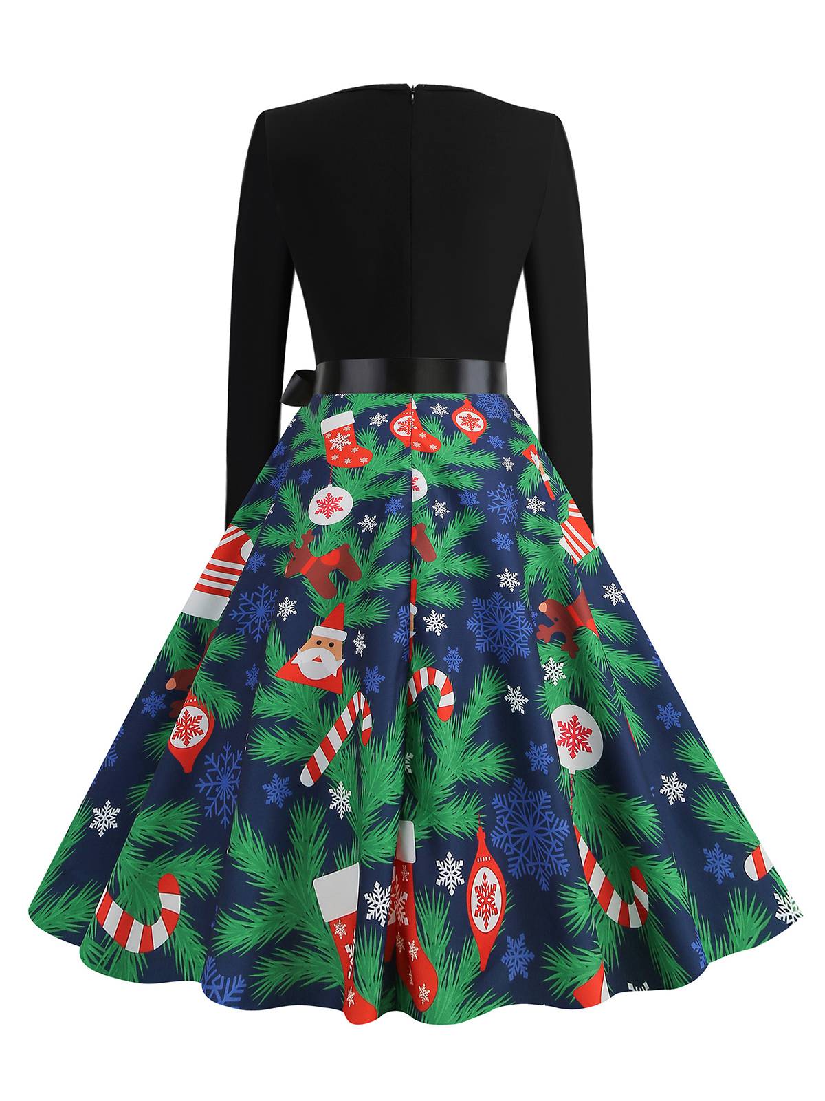 1950s Christmas Patchwork Long Sleeve Dress - Image 14