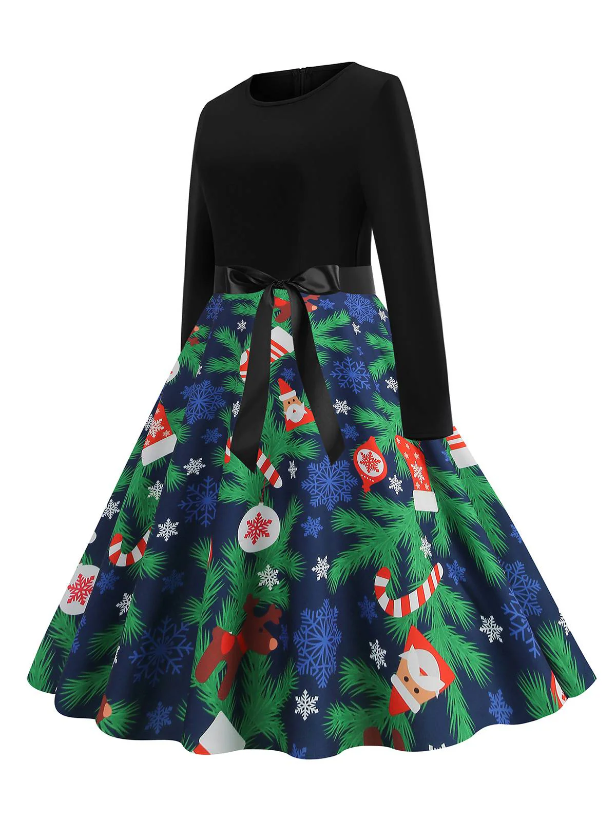 1950s Christmas Patchwork Long Sleeve Dress - Image 15