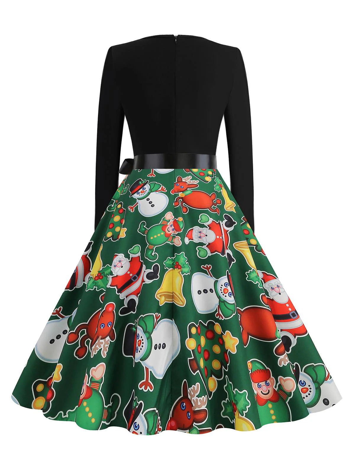 1950s Christmas Patchwork Long Sleeve Dress - Image 2