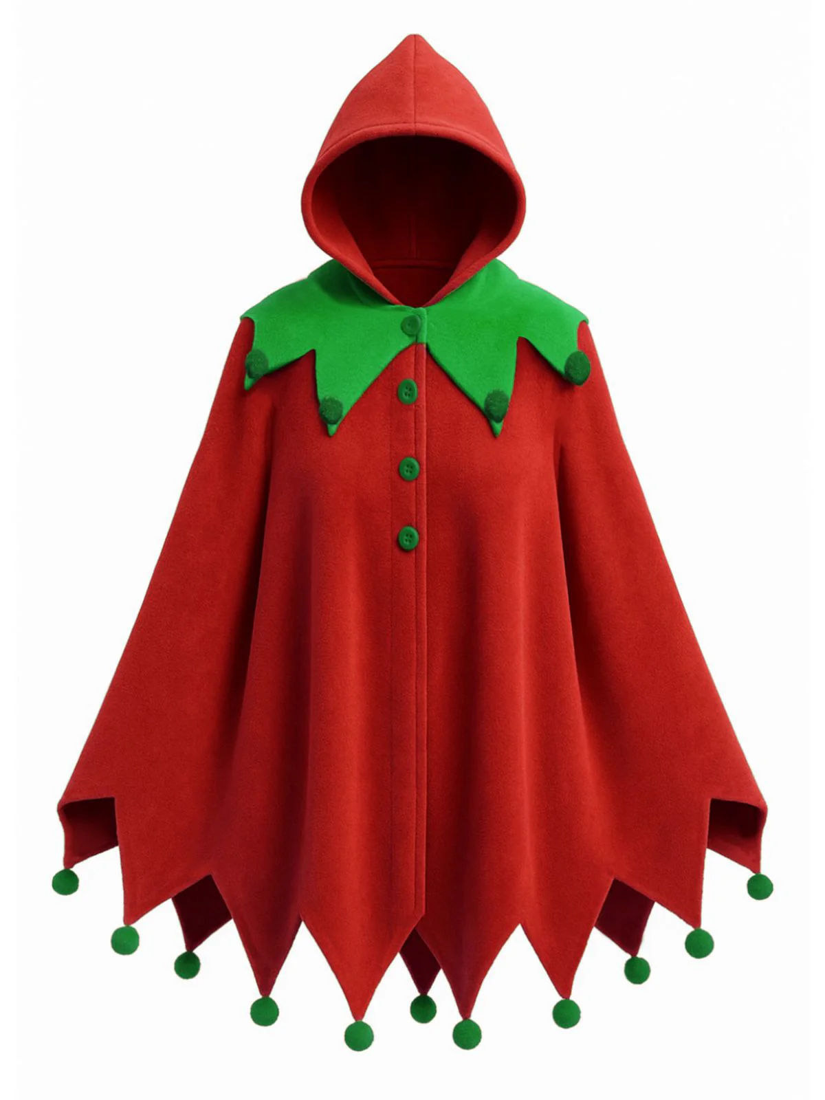 1950s Christmas Pom Pom Hooded Cape - Image 2