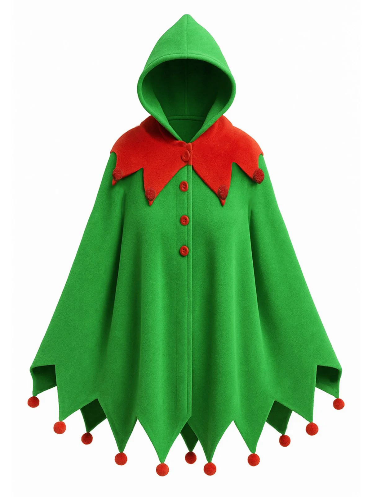 1950s Christmas Pom Pom Hooded Cape - Image 3