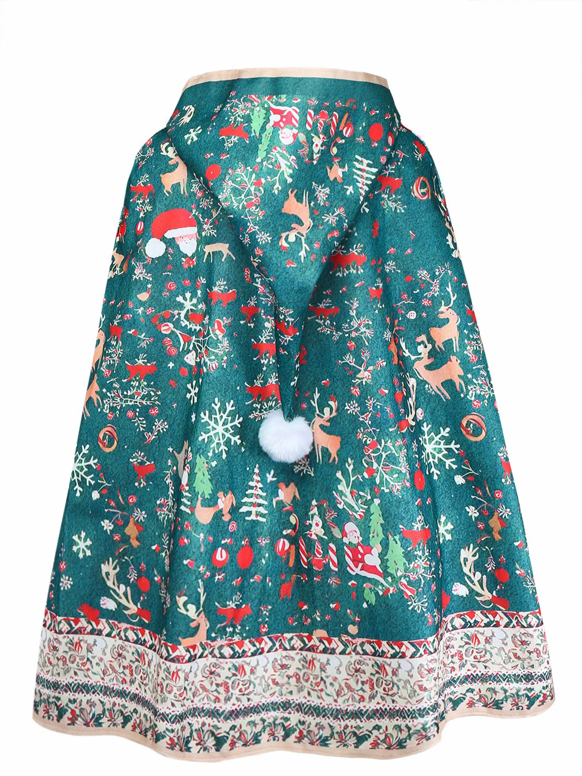 1950s Christmas Print Hooded Cape Coat - Image 4