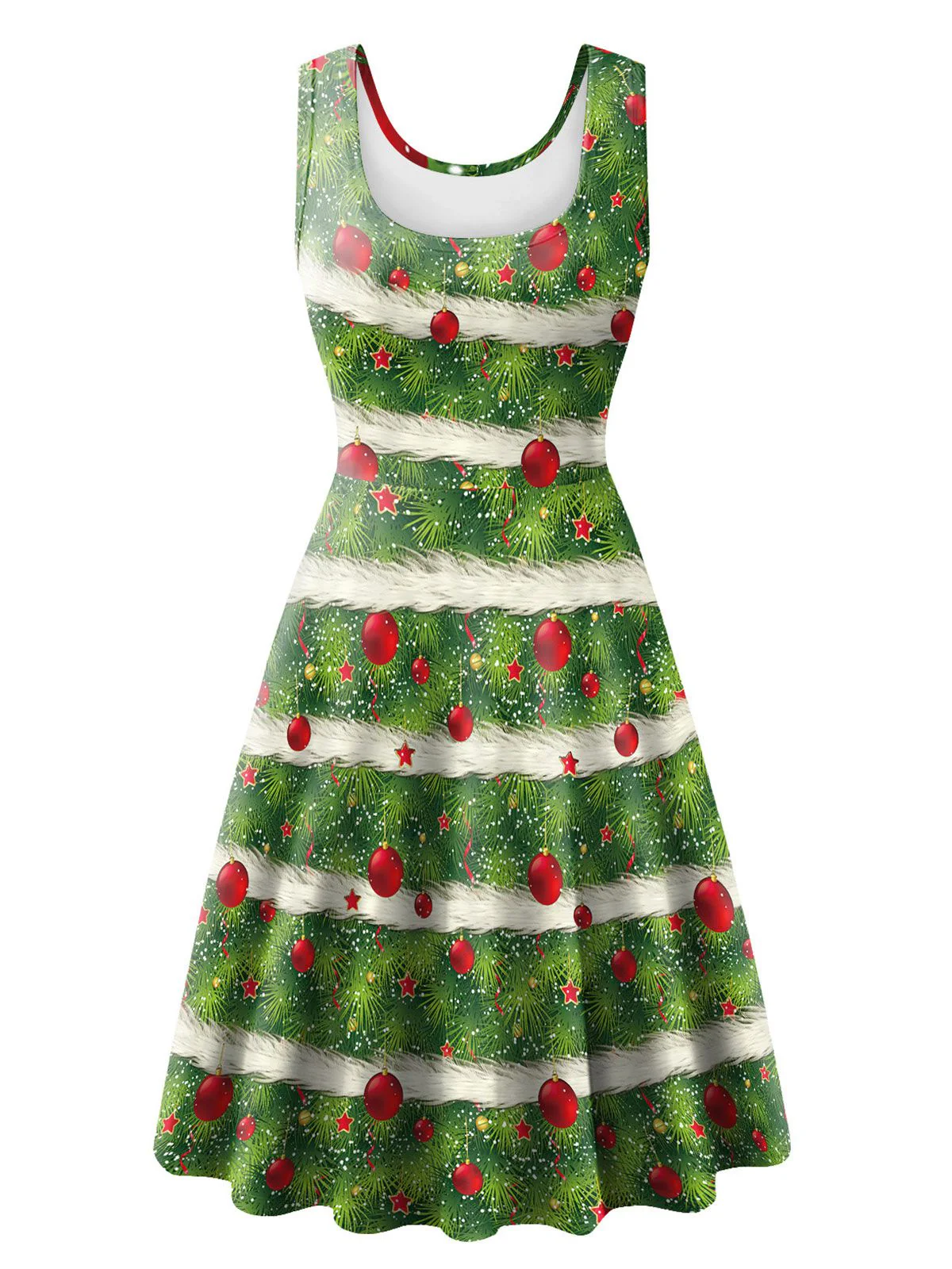 1950s Christmas Print Knitted Sleeveless Dress - Image 5