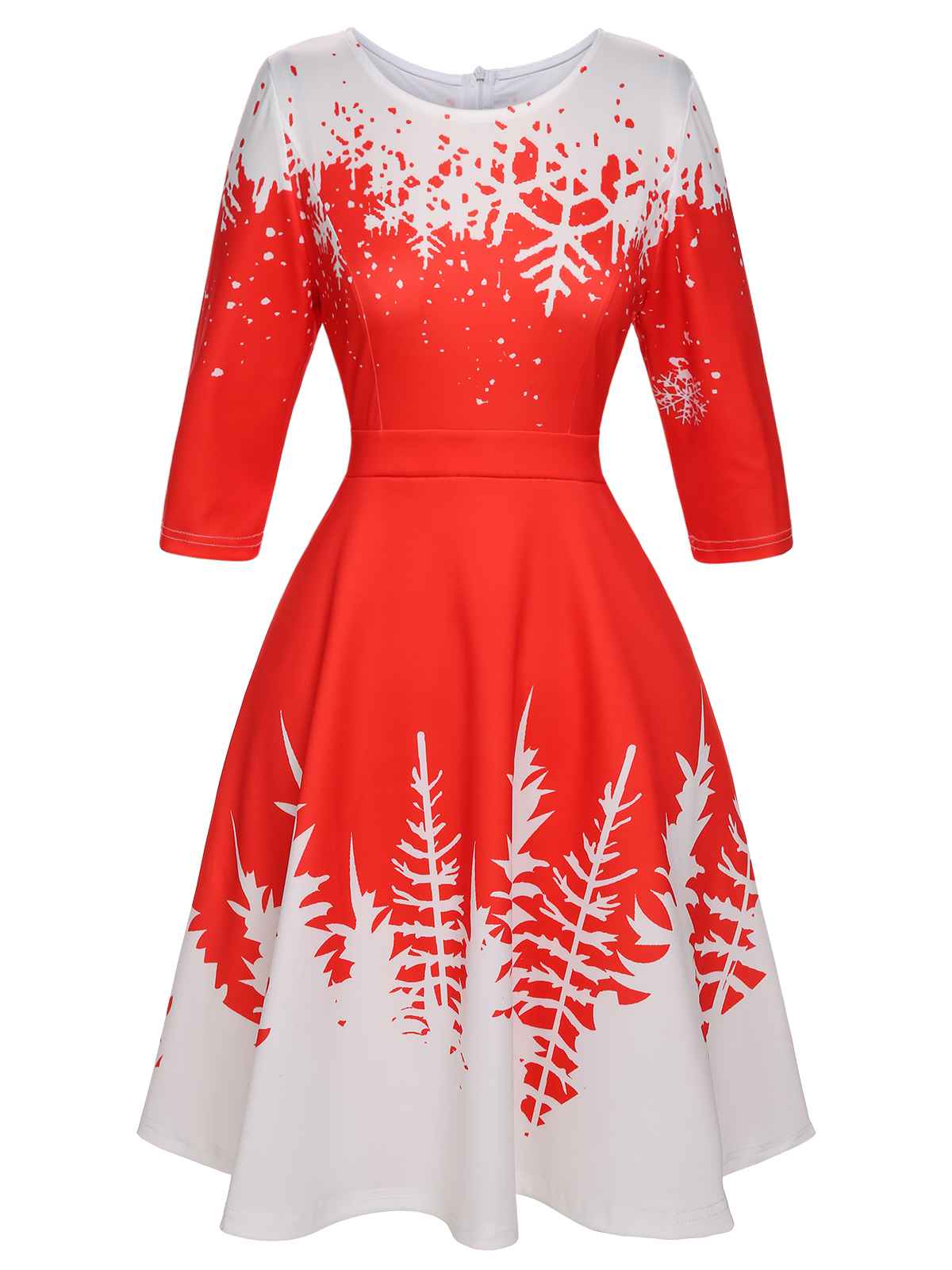 1950s Christmas Round Neck Snowflake Dress - Image 2