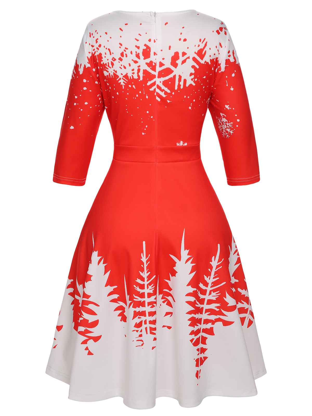1950s Christmas Round Neck Snowflake Dress - Image 3