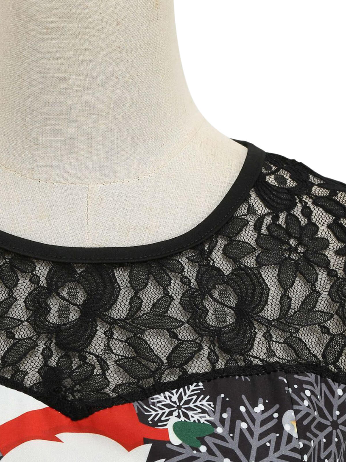 1950s Christmas Santa Claus Lace Patchwork Dress - Image 4
