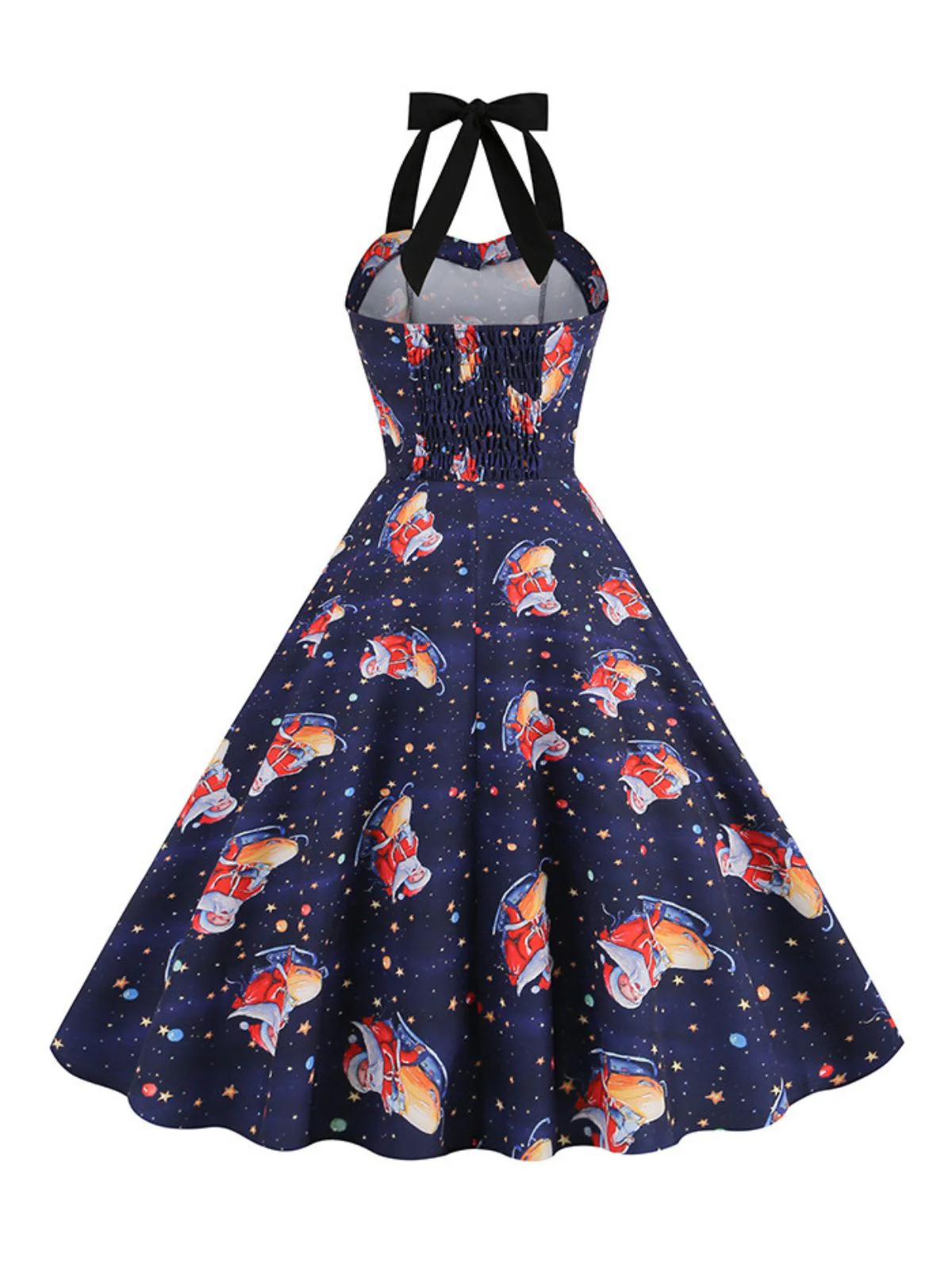 1950s Christmas Santa Claus Lace-Up Halter Dress - Image 4