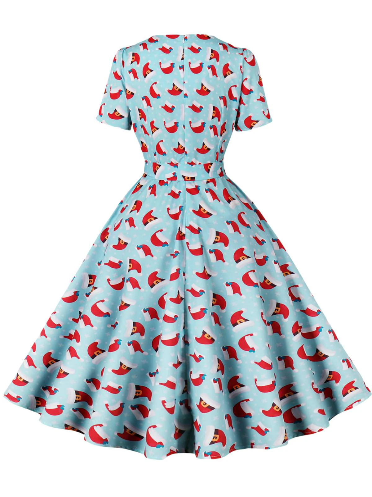 1950s Christmas Santa & Elk Print Swing Dress - Image 7