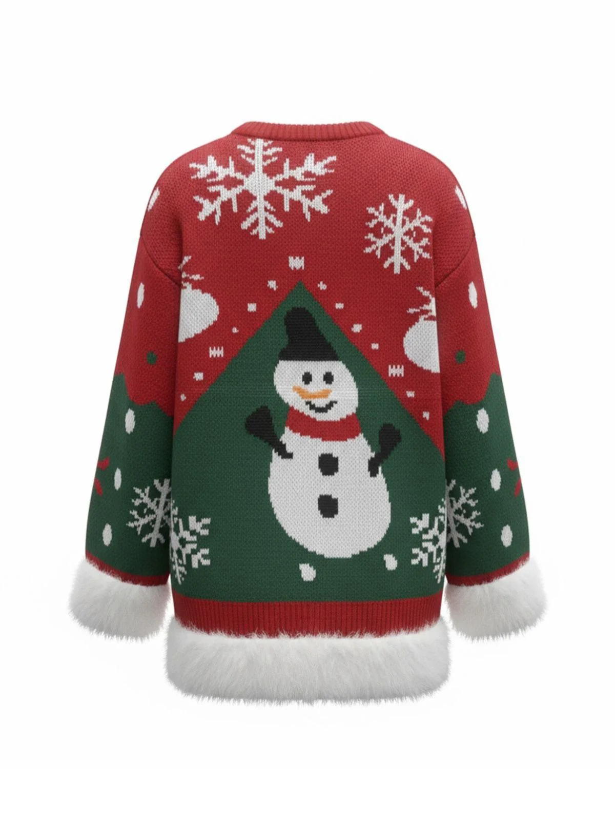 1950s Christmas Snowman Raw Hem Pullover Sweater - Image 3